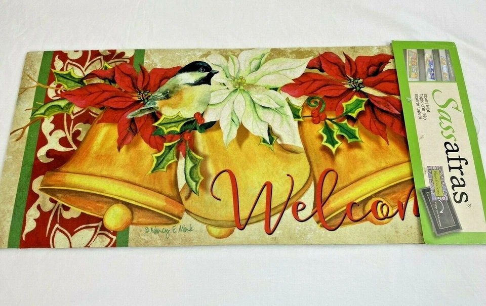 Sassafras Switch Mat Insert, Stair/Tread Christmas Bells Pattern, 22"W x 10"H  - Image 1 of 4