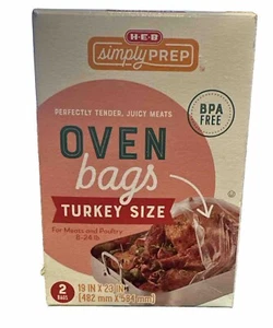 Turkey Bags Oven Bags For Cooking Poultry Or Brining Turkey 2 Count 19x23” HEB - Picture 1 of 3