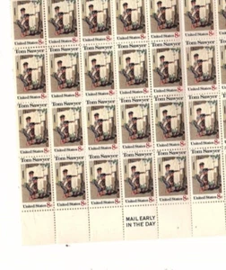 US efo 1470 stamp Tom Sawyer 8 Cent COLOR SHIFT partial sheet MNH (efo book - Picture 1 of 4