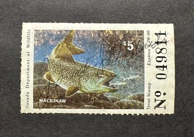 WTDstamps - 1989 NEVADA - State Trout Fishing Stamp - Used - Image 1 of 2