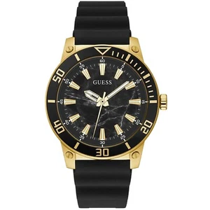 Guess GW0420G21 Men's Black Tone Blue Silicone Band Analog Watch - Picture 1 of 2
