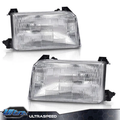 Par de faróis de halogênio transparentes lado esquerdo e direito adequados para Ford F-150 1992-1996 - Imagem 1 de 4