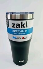 Zak! Designs 30 oz Double Wall Stainless Steel Tumbler Black New 20 Hours Cold 