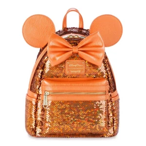 Disney Parks Minnie Mouse Pailletten Loungefly Mini Rucksack Pfirsichstanzer Neu mit Etikett - Bild 1 von 4
