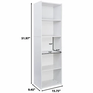 5 Tier Bookcase Bookshelf Display Rack Storage Shelves Shelving Unit Indoor - Picture 1 of 12