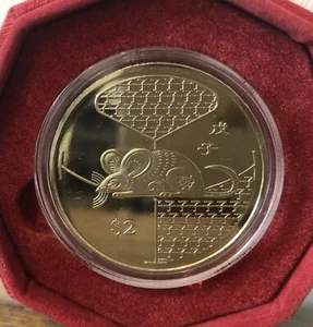 Singapore $2 Two Dollars 2008 Coin with Original box, Year of the Rat - Picture 1 of 8
