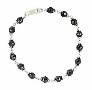 5 mm 8" Black Diamond Round Faceted Beads Bracelet Certified - Picture 1 of 3