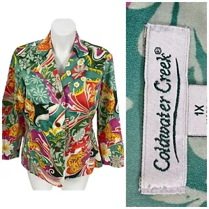 Blazer Coldwater Creek Mujer 1X Primavera Tropical Trabajo Oficina Informal Chaqueta Vacay - Imagen 1 de 16