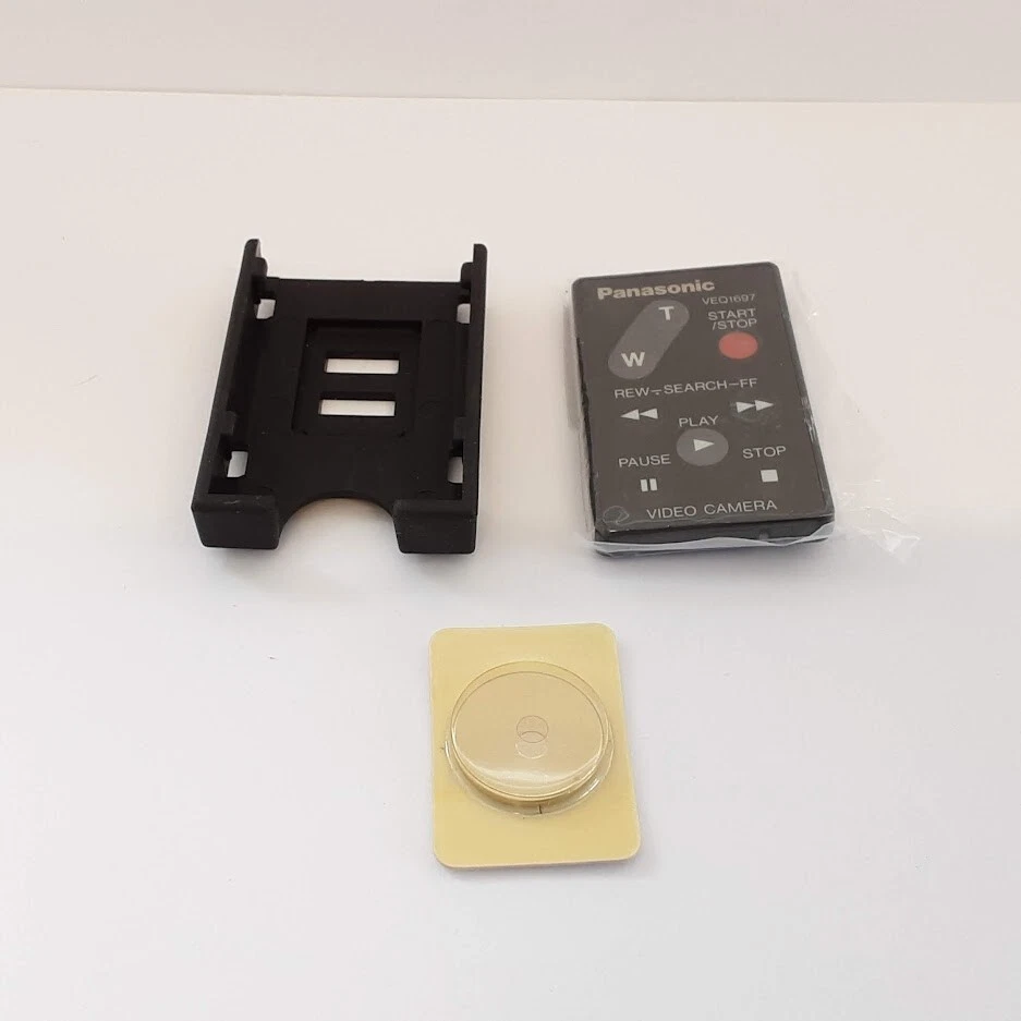 Original Panasonic VEQ1697 Camcorder Remote + Camera Strap Holder & Battery NEW - Image 1 of 4