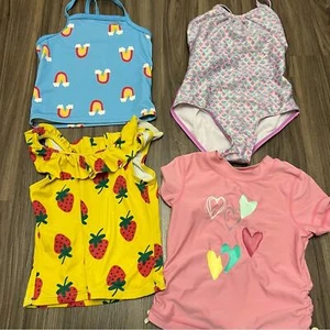 Assorted 4 of Hanna Anderson swimwear 5-6 rainbow strawberry - Picture 1 of 11