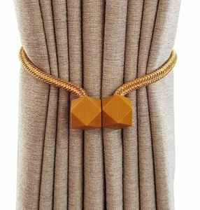 PAIR Magnetic Drape Curtain Tiebacks ~ Braided Rope , Octagon ~ Golden Orange - Picture 1 of 3