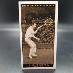 Tarjeta de cigarrillo de tabaco Little Bill Johnston 1928 WA & CA Churchman's Tennis #28 - Imagen 1 de 2