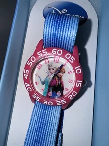 Reloj de Cuarzo Analógico Frozen Elsa & Anna, NUEVO Precintado Azul Rosa, Disney Infinity - Imagen 1 de 5