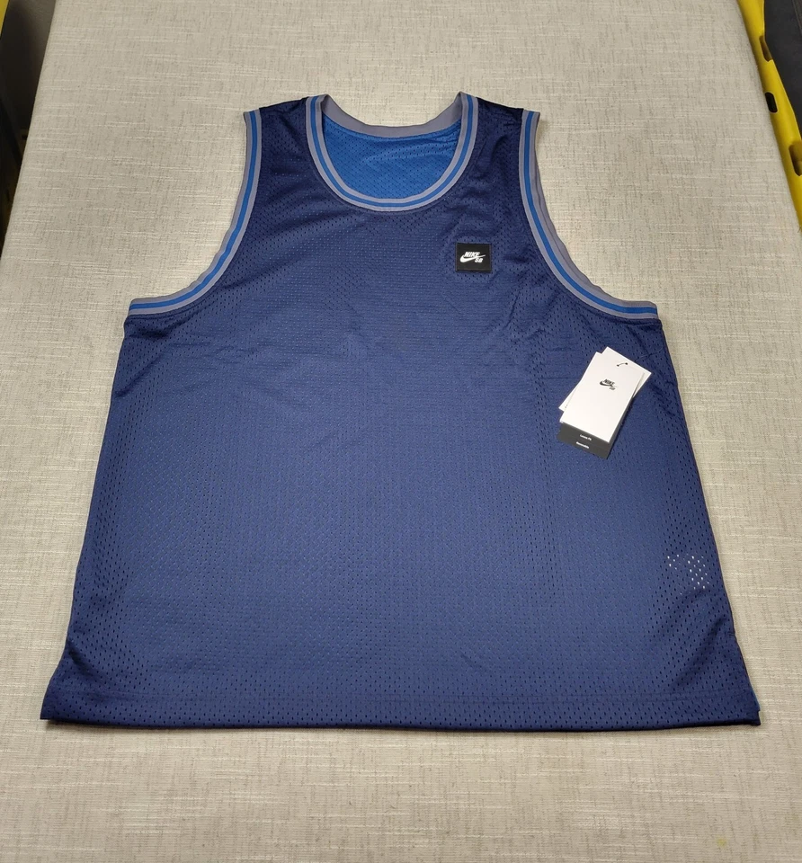Nike SB Basketball Jersey Top Sz Medium Unisex Blue Reversible Mesh FN2597-410