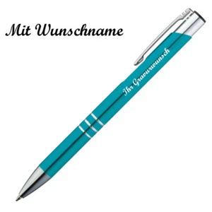 Kugelschreiber aus Metall mit Namensgravur - Farbe: türkis - Bild 1 von 2