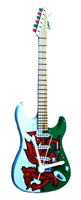 LARKRISE DESIGNS Reloj de guitarra galés - regalo galés - galés guardabarros estratocaster - regalos galeses G26-C