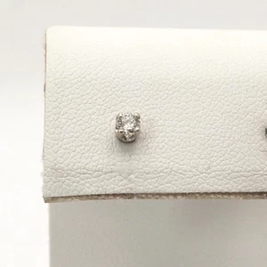 14k White Gold Natural Diamond Stud Single Earring One Petite Tiny - Picture 1 of 6