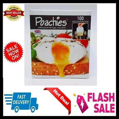 BRANDED Pack Of 100 Poachies Egg Poaching Bags, 17 X 13.5 X 3 Cm Fast Delivery UK