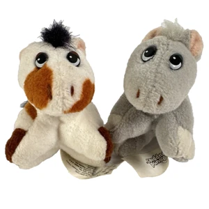Vtg 1997 Galoob Pound Puppies Mini Horses 3" Plush Gray White Brown Spots - Picture 1 of 8