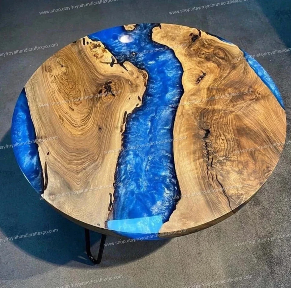 Round Epoxy Resin Tabletop / Epoxy Center Resin Tabletop, Custom Order Resin Tab - Image 1 of 4