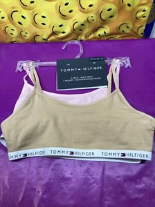 Tommy Hilfiger Girl's 2 Pack Fashion Crop Bras Nude/Rose Shadow Size M (8-10) - Picture 1 of 12