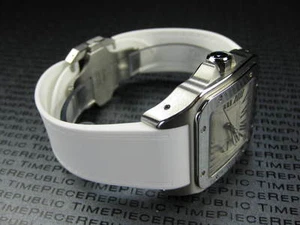 23mm PU Rubber Diver Strap White Watch Band for CARTIER SANTOS 100 XL Large - Picture 1 of 7
