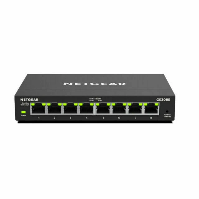 NETGEAR GS308E 8-Port Gigabit Ethernet Plus Switch