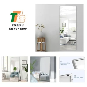 Stylish 64"x21" Silver Full-Length Mirror with Rustproof Frame and Safety Glass - Picture 1 of 9