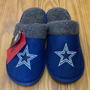 NWT NEW! Dallas Cowboys MEN’S SLIPPERS (S) 7-8 Fleece Lined NFL LICENSED - Picture 1 of 3