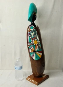 Vintage Frank Coronado Carved Wood Native Figurine Sculpture 25” Tall SIGNED - Picture 1 of 12