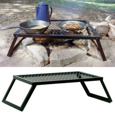 Portable Campfire Grill Grate Camping BBQ Cooking Open Over Fire Outdoor - Image 1 of 4