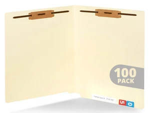 Blue Summit Supplies 100 Manila Fastener File Folders w/ End Tabs Reinforced - Picture 1 of 11