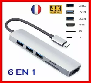 6IN 1 HUB USB 3.0 Type C HDMI Adapter OTG Card Player For MacBook Pro Air - Picture 1 of 5