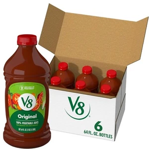 V8 Original 100% Vegetable Juice, 64 fl oz Bottle (6 64 Fl Oz (Pack of 6) - Picture 1 of 6