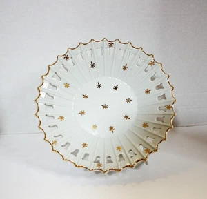 Placa de oro blanco flor de lis reticulada borde dorado zurdo pintado a mano EXC LN - Imagen 1 de 7