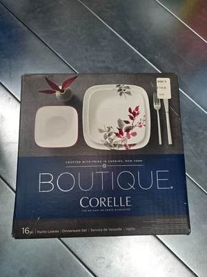 Corelle Dinnerware Set - Kyoto Leaves - 16 pc w/ napkin holder & salt/ pepper  - Image 1 of 4