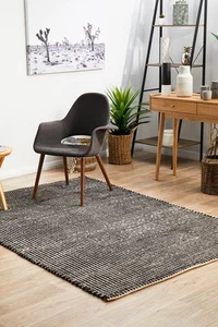 Rug Culture Carlos Felted Wool Rug Black Natural 280x190cm, Rugs, Home Decor & - Picture 1 of 9