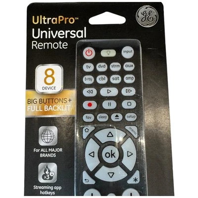 GE 37123 UltraPro UNIVERSAL REMOTE CONTROL Up To 8 Devices TV DVR Apps Functions - Image 1 of 4