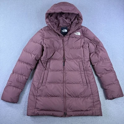 The North Face Feminino Gotham 550 Preenchimento Power Down Com Capuz Parka Puffer Mauve Tamanho M - Imagem 1 de 4