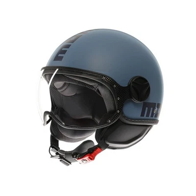 MOMO DESIGN CASCO MOTO JET FIGHTER CLASSIC MATT DUSTY BLUE/BLUE 22-06 - Immagine 1 di 4