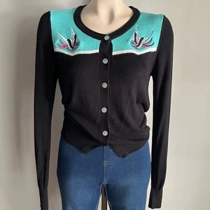 TOO FAST Y2k swallow bird cardigan sweater retro goth grunge whimsigoth punk - Picture 1 of 10