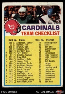 1973 Topps Checklist Cardinals Cardinals-FB 1 - POOR - Picture 1 of 17