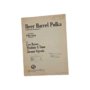 Vtg Sheet Music Beer Barrell Polka 1934 Brown Timm Verjvoda Roll Out the Barrell - Picture 1 of 8