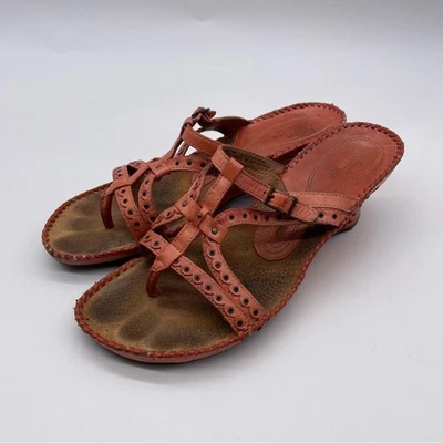 Clarks Sandalias Artesanales Naranja Cuña Punta Abierta Talla 8.5 M Sin Cordones Foto 1 de 4