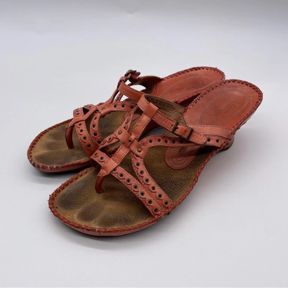 Clarks artisan orange wedge open toe sandals size 8.5 M slip on - Image 1 of 4