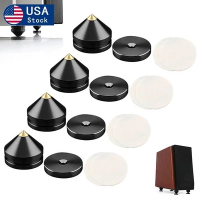 4X Aluminum Alloy Speaker Foot HiFi Shockproof Isolation Spikes Stand Pad Black - Image 1 of 4