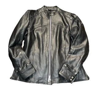 Genuine Leather Motorcycle Heavy Jacket Black Full Zip Size XL - Foto 1 di 8