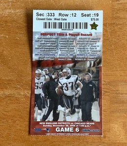 Boleto de la NFL Tom Brady TD de los New England Patriots Chicago Bears 26/11/06 - Imagen 1 de 2