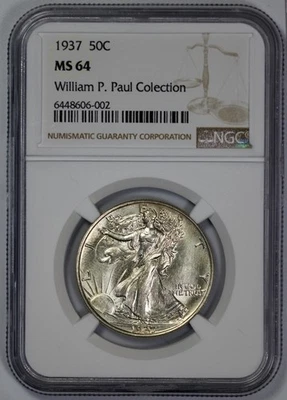 1937 Walking Liberty 50c Silver Half Dollar NGC MS 64 Semi Proof Like - Image 1 of 4