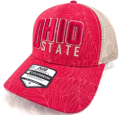 NEW Ohio State Buckeyes Colosseum Red Beige Snapback Trucker Cap Hat Adult OS - Image 1 of 4